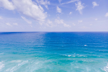 Aerial view, Top view Calm Sea and Blue Sky Background.