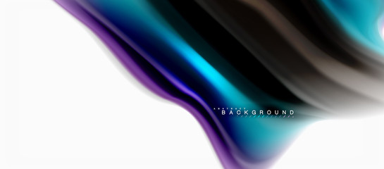 Fluid liquid mixing colors concept on light grey background, curve flow, trendy abstract layout template for business or technology presentation or web brochure cover, wallpaper