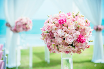 Romantic wedding ceremony on the lawn Sea view.