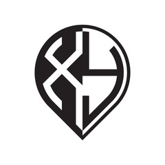 initial letter pin logo black