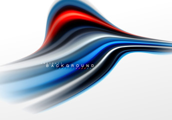 Fluid liquid mixing colors concept on light grey background, curve flow, trendy abstract layout template for business or technology presentation or web brochure cover, wallpaper