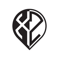 initial letter pin logo black