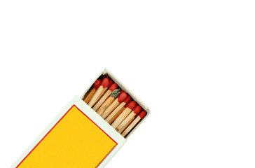 Box of matches isolated on white background, with clipping path.