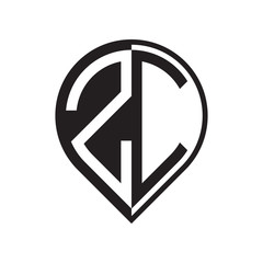 initial letter pin logo black