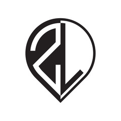 initial letter pin logo black