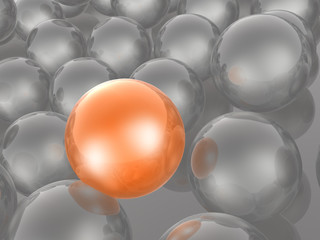 Orange and grey spheres