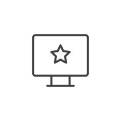 Monitor with star outline icon. linear style sign for mobile concept and web design. Favorite Link simple line vector icon. Symbol, logo illustration. Pixel perfect vector graphics