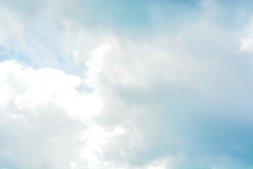 Close up view of cloud in blue sky. 