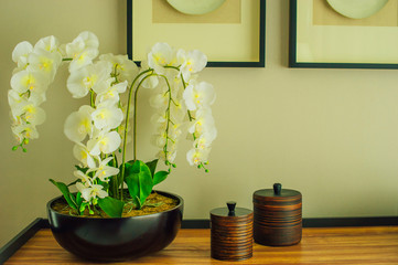 Modern Living room interior design with  flower in vase