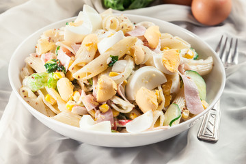 Macaroni salad with ham and other
