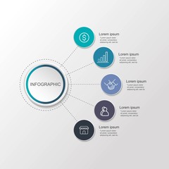 Presentation creative concept business data visualization for infographic. With 5 circle options. Vector illustration. 