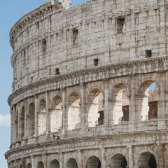 Coliseum in Rome, Italy. Architectural details on a facade.