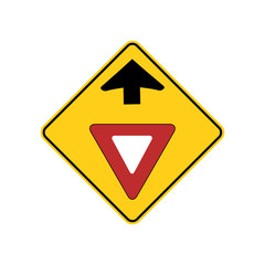 USA traffic road signs. yield sign ahead. vector illustration