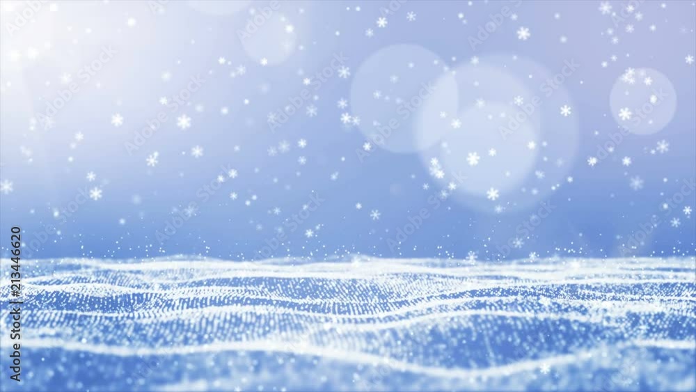 Poster snowflake and particles flow motion background