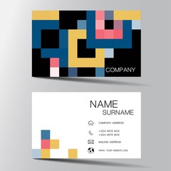 Modern colorful business card. Inspiration from pixel. Vector illustration EPS10.