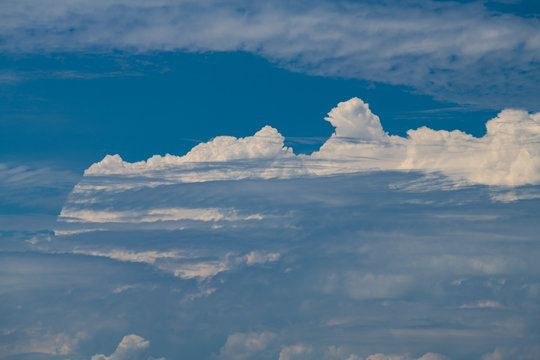 Nice white clouds on blue sky background abstract