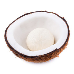 Coconut isolated on the white background. Tropical fruit coconut