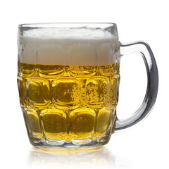 Glass of Cold Beer isolated on White background