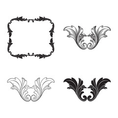 Baroque vector set of vintage elements