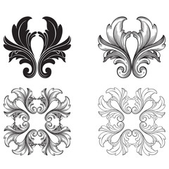 Baroque vector set of vintage elements