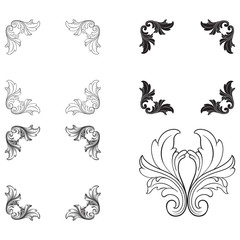 Baroque vector set of vintage elements