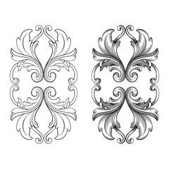 Classical baroque vector set of vintage elements for design.