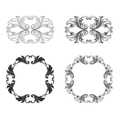 Classical baroque vector set of vintage elements for design.