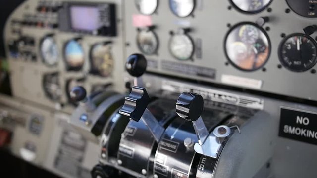 Instrument panel during a flight in a De Havilland float plane from Victoria's Inner Harbour in BC to Seattle Washington.