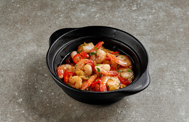bowl of garlic prawns