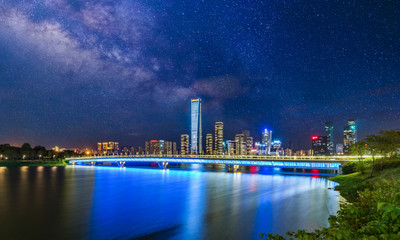 Fototapeta na wymiar Shenzhen City Scenery and Big Data Concept