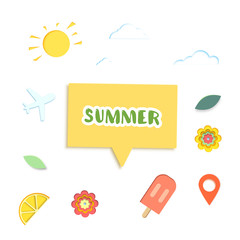  Summer clip art set card. Vector illustration.