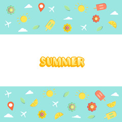 Fototapeta na wymiar Business template with summer travel items. Vector illustration.