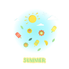  Summer clip art set card. Vector illustration.