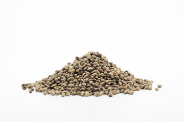 Semilla de cáñamo sobre fondo blanco