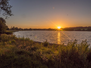 Beautiful summer sunset over pickmere lake, Pickmere, Cheshire, UK