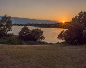 Beautiful summer sunset over pickmere lake, Pickmere, Cheshire, UK