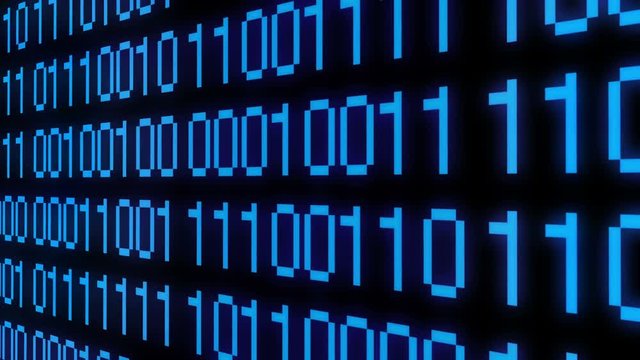 4k The Matrix style binary code,Matrix of changing from zero to one digits,abstract future tech background.blue version.