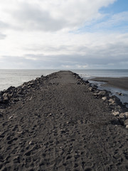 Black beach sand in Vik, Iceland