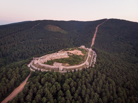 Aerial Drone View of Aydos Castle in Sultanbeyli / Istanbul