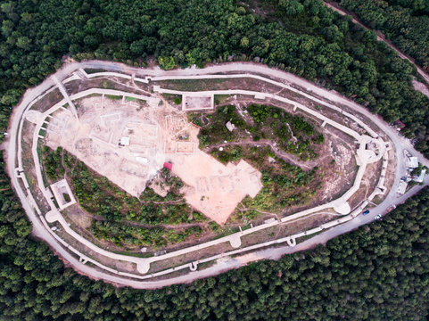 Aerial Drone View of Aydos Castle in Sultanbeyli / Istanbul