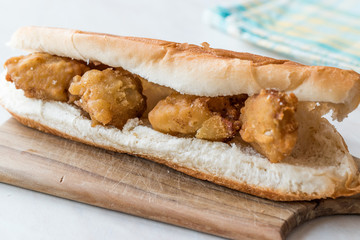 Turkish Street Food Chop Fried Mussels / Midye Tava Sandwich