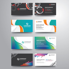Set of Modern business card creative with geometric colorful and gray