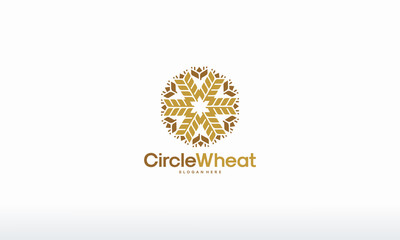 Circle Wheat logo designs concept vector illustration