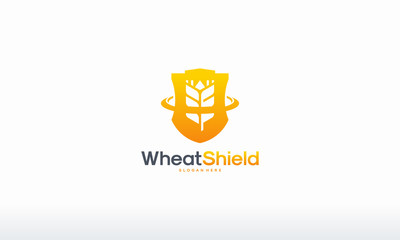 Wheat Shield logo designs concept vector, Agriculture wheat Grain logo designs