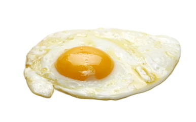 Fried egg isolated on white, clipping path 