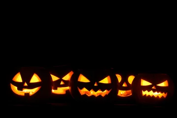 Foto op Plexiglas Halloween Pumpkins on black © yellowj