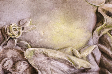 Medieval stone texture with a handmade rose