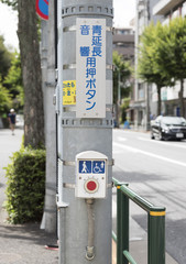 Fototapeta premium 信号機の青延長用と音響用を合わせた押ボタン（バリアフリー設備）