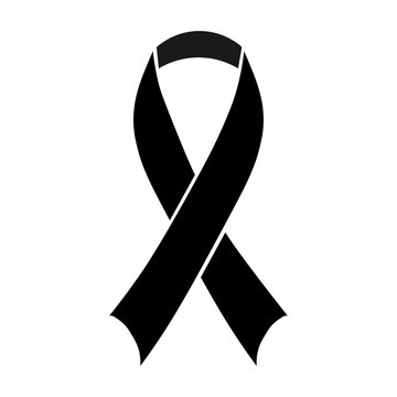 Stock vector illustration black awareness ribbon on white background. Mourning and melanoma symbol. Terrorism. Mourning ribbon, death. EPS 10