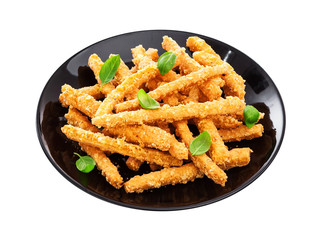 Cheese sticks isolated on white background with clipping path